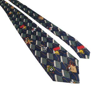 Looney Tunes Mania 1996 Tie Bugs Bunny Taz Sylvester Marvin Cartoon Gift Work